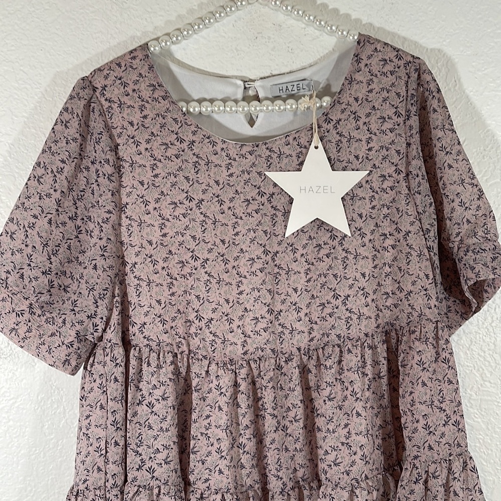 HAZEL Alison Lilac Flowy Lined Mini Dress Size Medium New - Picture 3 of 10